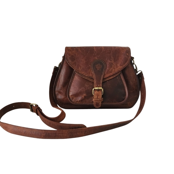 LEATHER SADDLE CROSSBODY BAG - Picture 1 of 14